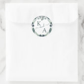 Sticker Rond Eucalyptus Monogram Mariage d'aquarelle (Sac)