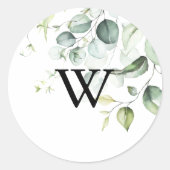 Sticker Rond Eucalyptus Monogramme Mariage Enveloppe Phoques (Devant)