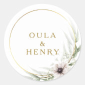 Sticker Rond Eucalyptus Or Mariage géométrique Enveloppe sceaux (Devant)