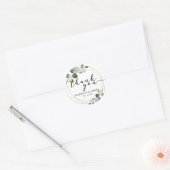 Sticker Rond Eucalyptus or Merci Mariage vert (Enveloppe)
