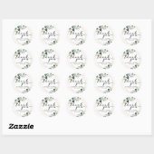 Sticker Rond Eucalyptus or Merci Mariage vert (Feuille)