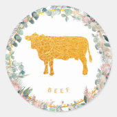 Sticker Rond Eucalyptus Pampas Proteas Gold Beef Meal Choice  (Devant)