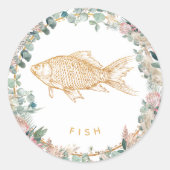 Sticker Rond Eucalyptus Pampas Proteas Gold Fish Meal Choice  (Devant)