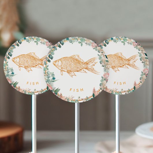 Sticker Rond Eucalyptus Pampas Proteas Gold Fish Meal Choice 