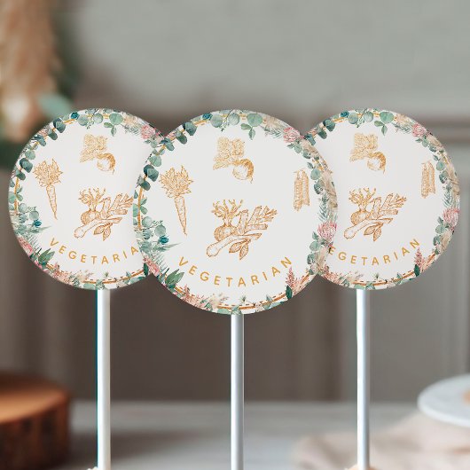 Sticker Rond Eucalyptus Pampas Proteas Vegetarian Meal Choice