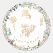 Sticker Rond Eucalyptus Pampas Proteas Vegetarian Meal Choice  (Devant)