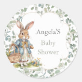 Sticker Rond Eucalyptus Peter Rabbit Baby shower fille (Devant)
