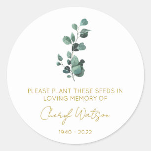 Sticker Rond Eucalyptus Pochette de graines de souvenir simpl