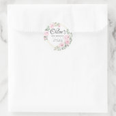 Sticker Rond Eucalyptus rose Floral 90e anniversaire Merci (Sac)
