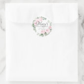 Sticker Rond Eucalyptus rose Floral 90e anniversaire Merci (Sac)