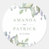 Sticker Rond Eucalyptus Rustique Elégant Enveloppe de mariage s (Devant)