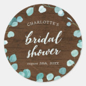 Sticker Rond Eucalyptus Rustique et Mariage en Bois Brun (Devant)