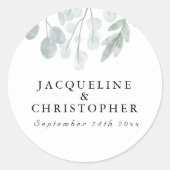 Sticker Rond Eucalyptus rustique Simple Mariage d'aquarelle flo (Devant)