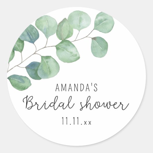 Sticker Rond Eucalyptus - shower de mariage (Devant)