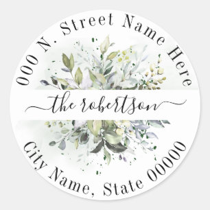 Sticker Rond Eucalyptus succulent vert adresse de retour