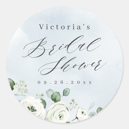 Sticker Rond Eucalyptus Verdure fleurie rustique nuptiale douch (Devant)