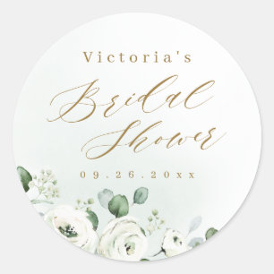 Sticker Rond Eucalyptus Verdure fleurie rustique nuptiale douch