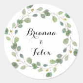 Sticker Rond Eucalyptus Verdure Mariage Enveloppe Seals (Devant)