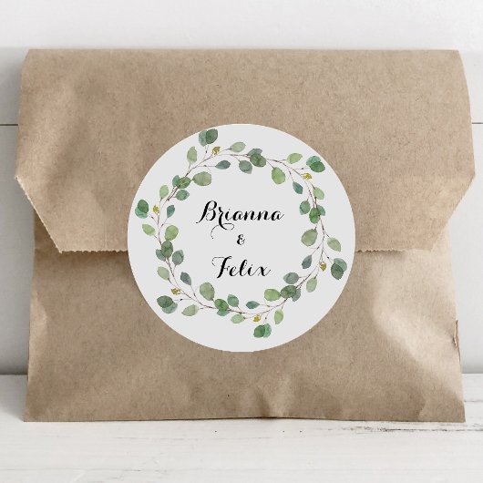 Sticker Rond Eucalyptus Verdure Mariage Enveloppe Seals