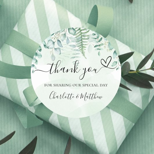 Sticker Rond Eucalyptus verdure merci mariage