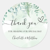 Sticker Rond Eucalyptus verdure merci mariage (Devant)