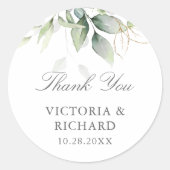 Sticker Rond Eucalyptus Verdure Or Feuille Merci (Devant)