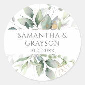 Sticker Rond Eucalyptus Verdure Or Feuilles Élégant (Devant)