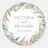 Sticker Rond Eucalyptus Verdure Or Feuilles Élégant (Devant)
