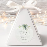 Sticker Rond Eucalyptus Verdure Or Feuilles mariage élégant<br><div class="desc">Beaux autocollants de Merci mariage avec l'aquarelle eucalyptus et feuilles d'or.</div>