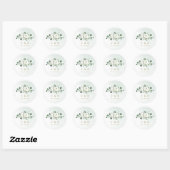 Sticker Rond Eucalyptus Vert blanc floral rustique monogramme (Feuille)
