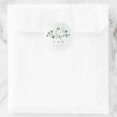Sticker Rond Eucalyptus Vert blanc floral rustique monogramme (Sac)