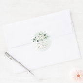 Sticker Rond Eucalyptus Vert blanc floral rustique monogramme (Enveloppe)