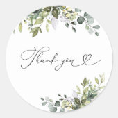 Sticker Rond Eucalyptus vert Fête des mariées florale (Devant)