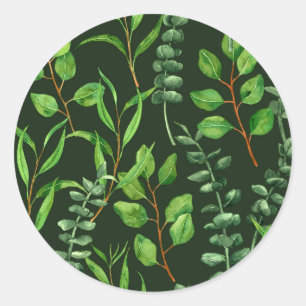 Sticker Rond Eucalyptus vert foncé