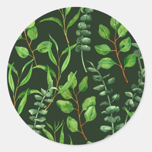 Sticker Rond Eucalyptus vert foncé (Devant)