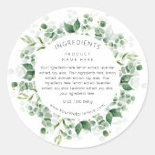 Sticker Rond Eucalyptus Watercolor Wreath Ingredients Labels (Devant)
