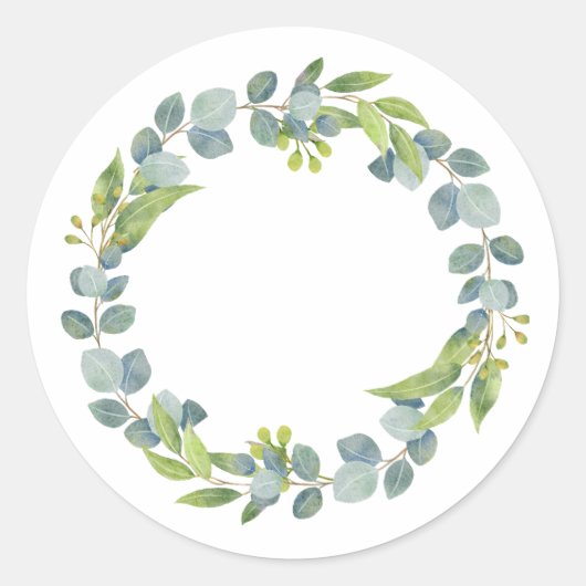 Sticker Rond Eucalyptus Wreath Wedding Envelope Seals-Set Of 20 (Devant)