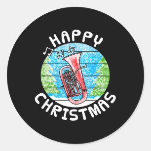 Sticker Rond Euphonium Christmas Br Musicien Musique Enseignant