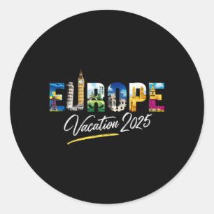 Sticker Rond Europe 2025 Vacances en famille Souvenir Voyage ét