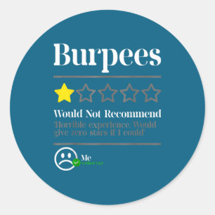 Sticker Rond Évaluation par étoiles Burpees non recommandés