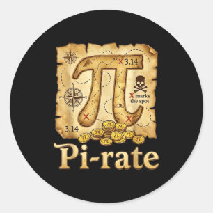 Sticker Rond Évaluez le jour des pirates 314 maths tarte aux ma