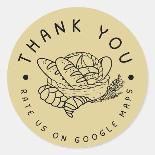 Sticker Rond Évaluez-nous sur Google Bread Bakery Shop Merci (Devant)