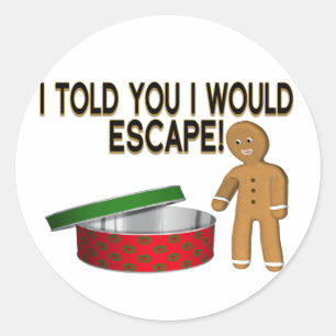 Sticker Rond Évasion de bonhomme en pain d'épice de biscuit