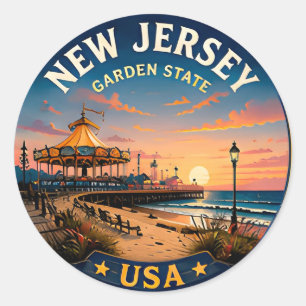 Sticker Rond 🟡 Évasion du phare côtier du New Jersey 🟡
