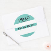 Sticker Rond Evénement Bonjour Nom Balise Me demander à propos  (Enveloppe)