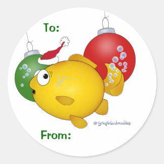 Sticker Rond Evénement de Noël de poisson rouge !