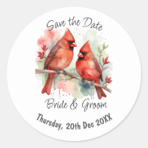 Sticker Rond Événement personnalisé de mariage Noël Cardinal