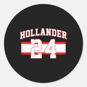 Sticker Rond Éventail Hollander Hockey 24 Style Nom Numéro