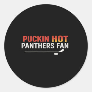 Sticker Rond Éventé Fan des Panthers Puckin Drôle Mignon Bâton