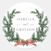 Sticker Rond Evergreen Pine Wreath Wedding (Devant)